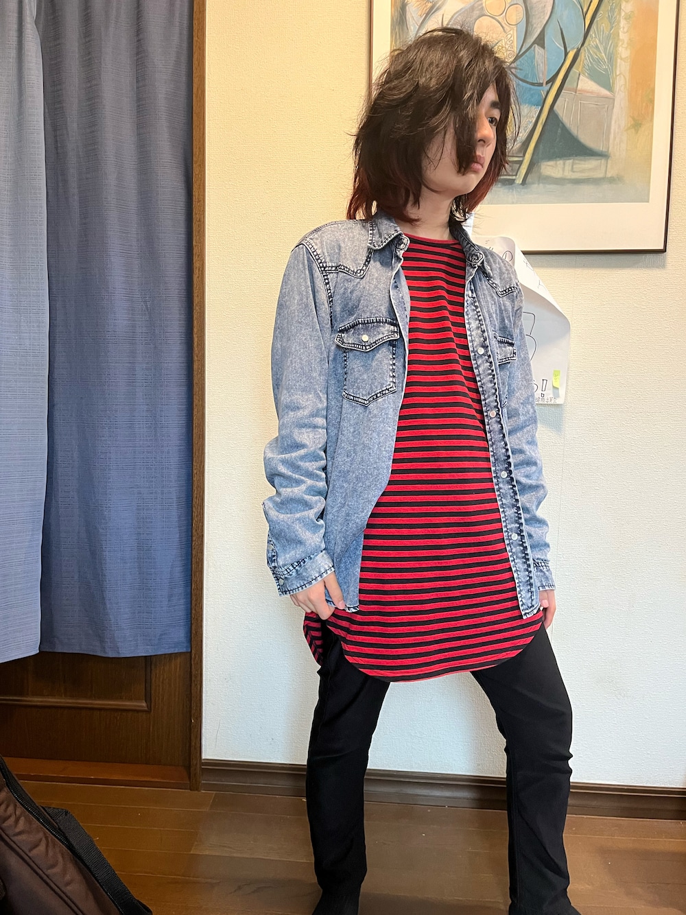 「Availのアイテム（デニムパンツ、ブラック系）」を使った、death666ttさん（メンズ・160cm）の夏コーディネートの1枚目の写真