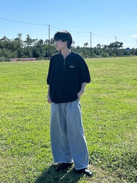 「アイテム（スウェットパンツ）」を使った、くもるさん（メンズ・166cm）の秋コーディネート