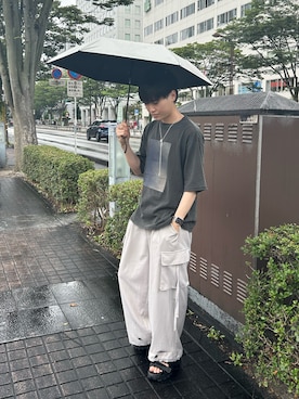 「アイテム（カーゴパンツ）」を使った、くもるさん（メンズ・166cm）の夏コーディネート