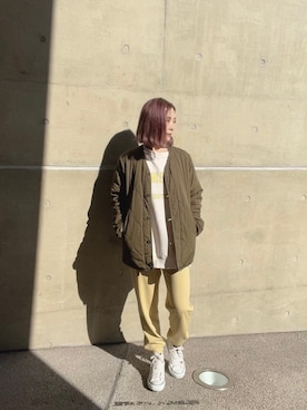 「メンズライク女子」｜「アイテム（ブルゾン）」を使った、romiさん（レディース・151cm）の秋コーディネート