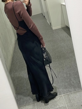 「BEAUTY&YOUTH UNITED ARROWS（ビューティーアンドユースユナイテッドアローズ）のBY∴ スクエアトゥセンターラインブーツ（ブーツ、ブラック系）」を使った、anriさん（レディース・160cm）の冬コーディネート