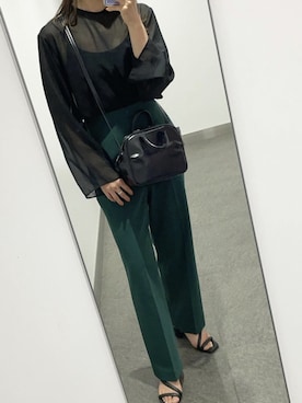 「Steven Alan（スティーブンアラン）の＜Steven Alan＞CHIFFON T-SHIRT/ﾌﾞﾗｳｽ ◆（シャツ/ブラウス、ブラック系）」を使った、anriさん（レディース・160cm）の夏コーディネート