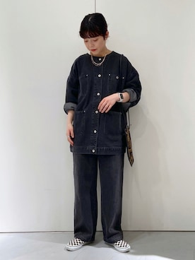 「LAKOLE（ラコレ）のアイテム（カバーオール）」を使った、karepyosさん（レディース・157cm）の秋コーディネート