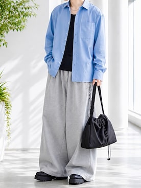 「CIYOT（シヨウト）の【CIYOT】ブロードクロス ベーシック レギュラーカラーシャツ＜イージーケア＞（シャツ/ブラウス、ブルー系）」を使った、y_Oさん（メンズ・168cm）の秋コーディネート