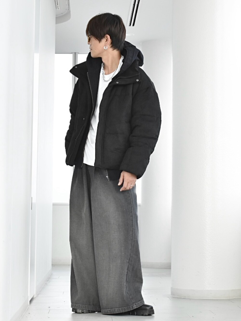 CLEL】Volume Highneck Short Padded Jacket/ボリュームハイネック 