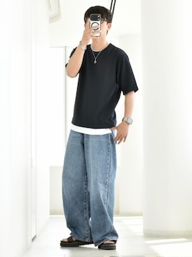 「ikka（イッカ）のアイテム（Tシャツ/カットソー）」を使った、y_Oさん（メンズ・168cm）の夏コーディネート