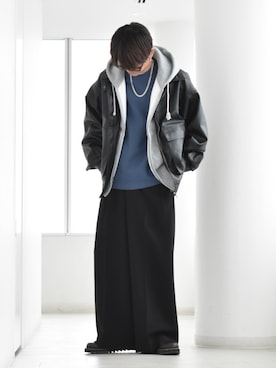 「PLST（プラステ）のアイテム（パンツ）」を使った、y_Oさん（メンズ・168cm）の春コーディネート