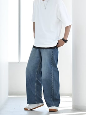 「アイテム（ニット/セーター）」を使った、y_Oさん（メンズ・168cm）の夏コーディネート