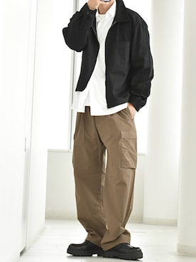 「アイテム（カーゴパンツ）」を使った、y_Oさん（メンズ・168cm）の秋コーディネート