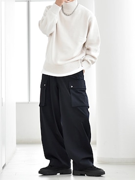 「アイテム（カーゴパンツ）」を使った、y_Oさん（メンズ・168cm）の秋コーディネート