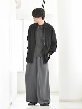 「UNIQLO（ユニクロ）のアイテム（シャツ/ブラウス、ブラック系）」を使った、y_Oさん（メンズ・168cm）の夏コーディネート