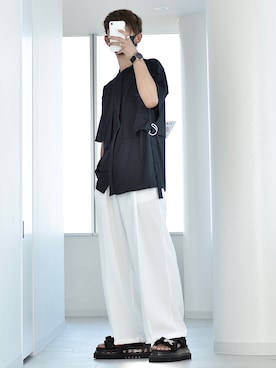 「neos（ネオス）のアイテム（スラックス）」を使った、y_Oさん（メンズ・168cm）の夏コーディネート