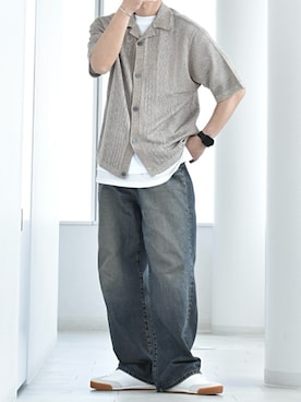 「アイテム（ニット/セーター）」を使った、y_Oさん（メンズ・168cm）の夏コーディネート