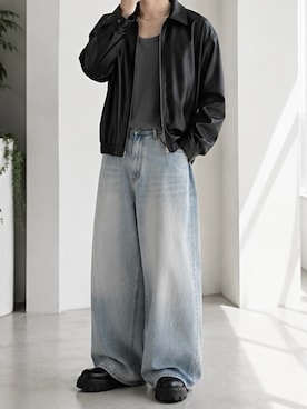 「GU（ジーユー）のアイテム（ジャケット/アウター、ブラック系）」を使った、y_Oさん（メンズ・168cm）の秋コーディネート