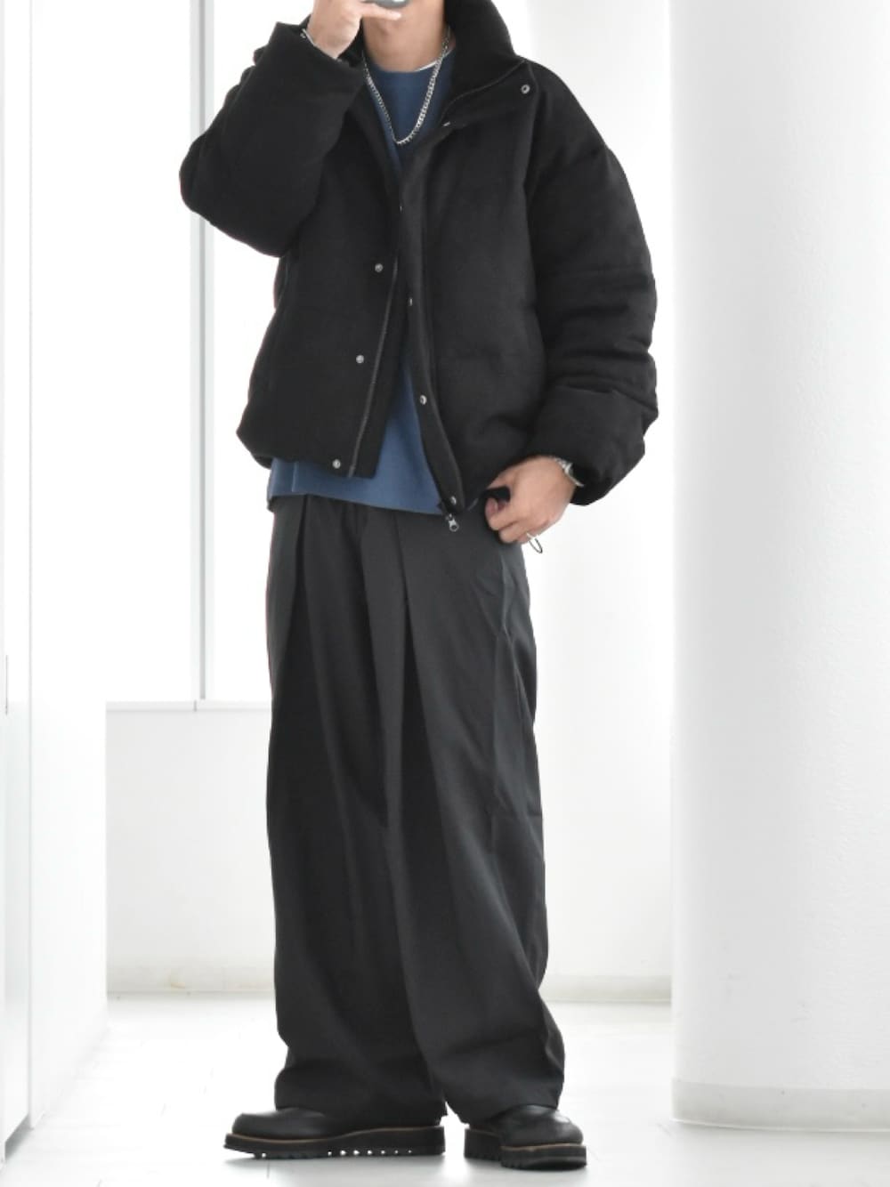 CLEL】Volume Highneck Short Padded Jacket/ボリュームハイネック 