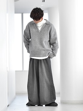 「アイテム（ニット/セーター）」を使った、y_Oさん（メンズ・168cm）の秋コーディネート