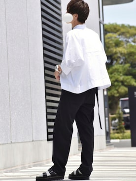 「プラスJ」｜「アイテム（サンダル）」を使った、y_Oさん（メンズ・168cm）の夏コーディネート
