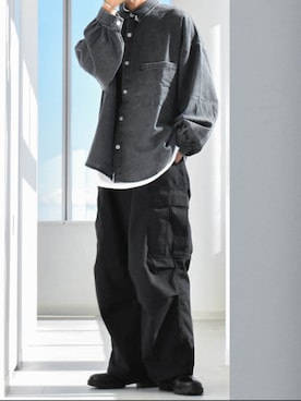 「アイテム（カーゴパンツ）」を使った、y_Oさん（メンズ・168cm）の秋コーディネート