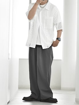 「アイテム（ドレスシューズ）」を使った、y_Oさん（メンズ・168cm）の夏コーディネート