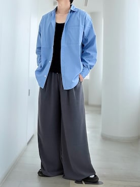 「CIYOT（シヨウト）の【CIYOT】ブロードクロス ベーシック レギュラーカラーシャツ＜イージーケア＞（シャツ/ブラウス、ブルー系）」を使った、y_Oさん（メンズ・168cm）の夏コーディネート
