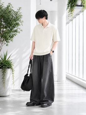 「UNIQLO（ユニクロ）のアイテム（ポロシャツ、ベージュ系）」を使った、y_Oさん（メンズ・168cm）の夏コーディネート