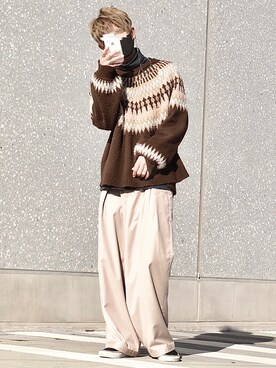 「act'm（アクトム）のアイテム（パンツ）」を使った、y_Oさん（メンズ・168cm）の冬コーディネート