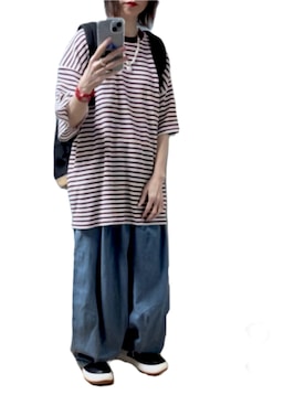 「しまむら（シマムラ）のアイテム（デニムパンツ）」を使った、ゆぅきさん（レディース・155cm）の秋コーディネート