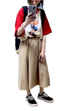 「GU（ジーユー）のアイテム（Tシャツ/カットソー）」を使った、ゆぅきさん（レディース・155cm）の夏コーディネート