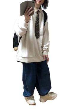 「アイテム（ネクタイ）」を使った、ゆぅきさん（レディース・155cm）の秋コーディネート