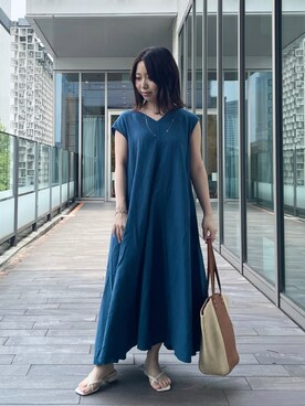 ネックレスを使った リネンワンピース の人気ファッションコーディネート Wear