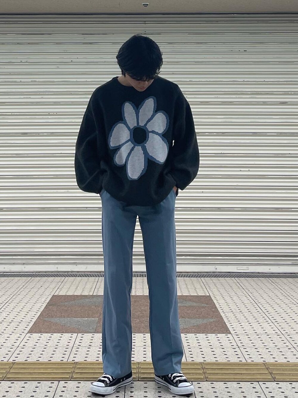 「未来のWEARISTAプロジェクト」｜「G.O.CのTRストレートタックスラックスパンツ（スラックス、ブルー系）」を使った、raikikikiさん（メンズ・165cm）の秋コーディネートの1枚目の写真