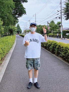 「BEN DAVIS（ベンデイビス）のアイテム（Tシャツ/カットソー）」を使った、Ryoooさん（メンズ・179cm）の夏コーディネート