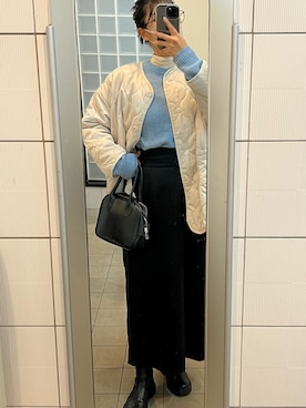 「秋冬」｜「アイテム（ノーカラーコート）」を使った、윤영さん（レディース・168cm）の秋コーディネート