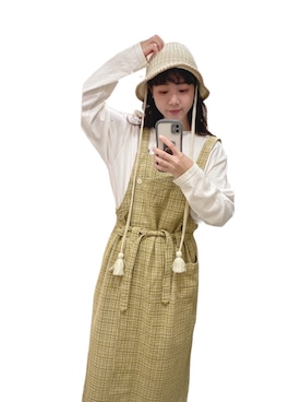 「古着好きな人と繋がりたい」｜「アイテム（オールインワン・サロペット）」を使った、ﾆ ｼ ﾜ ｷ  ｼ ﾎさん（レディース・158cm）の秋コーディネート