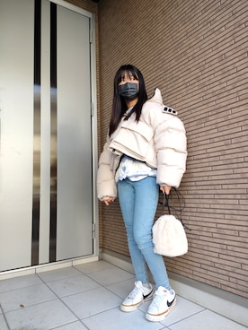 「ZARA（ザラ）のアイテム（デニムパンツ、ブルー系）」を使った、nayu*さん（キッズ・140cm）の冬コーディネート