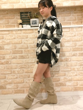 「ZARA（ザラ）のアイテム（デニムパンツ、ブラック系）」を使った、nayu*さん（キッズ・140cm）の冬コーディネート