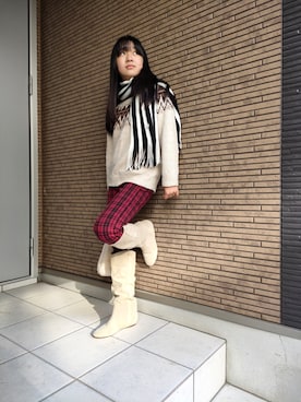 「H&M（エイチ・アンド・エム）のアイテム（ブーツ）」を使った、nayu*さん（キッズ・140cm）の冬コーディネート