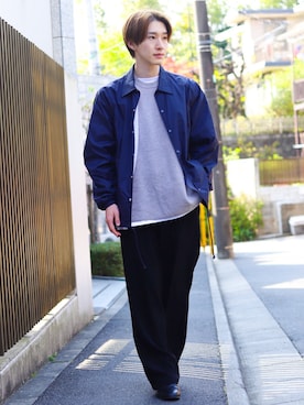 「ニットベスト」｜「アイテム（セットアップ）」を使った、Junya..さん（メンズ・173cm）の春コーディネート