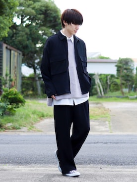 「ニットベスト」｜「アイテム（セットアップ）」を使った、Junya..さん（メンズ・173cm）の秋コーディネート