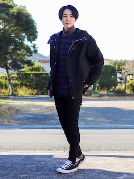「ITEMS URBANRESEARCH（アイテムズ アーバンリサーチ）のアイテム（マウンテンパーカー）」を使った、Junya..さん（メンズ・173cm）の冬コーディネート