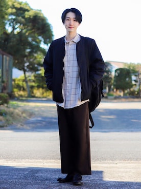 「チェック柄に恋してる」｜「アイテム（マウンテンパーカー）」を使った、Junya..さん（メンズ・173cm）の冬コーディネート