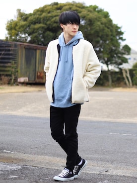 「ITEMS URBANRESEARCH（アイテムズ アーバンリサーチ）のアイテム（マウンテンパーカー）」を使った、Junya..さん（メンズ・173cm）の冬コーディネート
