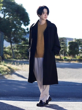 「LUCY（ルーシー）のアイテム（スラックス）」を使った、Junya..さん（メンズ・173cm）の冬コーディネート