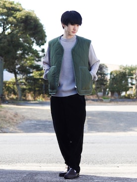 「green label relaxing（グリーンレーベルリラクシング）の【WEB限定】＜GLR/ -or（ジーエルアール オア）＞キルティング ベスト -ユニセックス-（ベスト）」を使った、Junya..さん（メンズ・173cm）の冬コーディネート