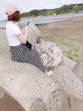 「Kappa（カッパ）のアイテム（帽子）」を使った、もみあげさん　ややin率低下さん（レディース・153cm）の夏コーディネート