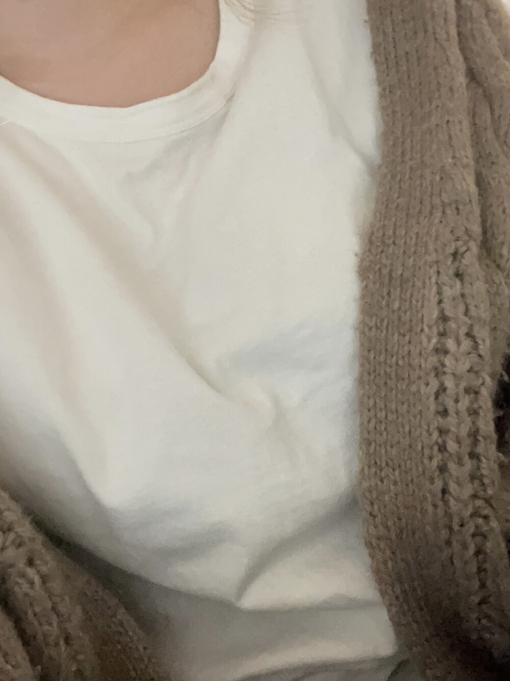 「UNIQLOのアイテム（Tシャツ/カットソー、ホワイト系）」を使った、ぽんさん（レディース・163cm）の冬コーディネートの1枚目の写真
