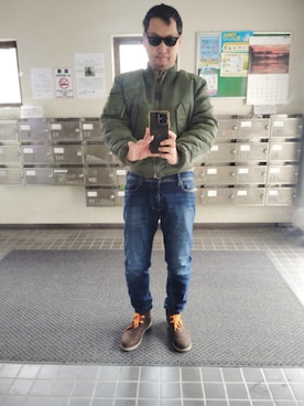 「アイテム（MA-1）」を使った、kurono keiさん（メンズ・173cm）の冬コーディネート