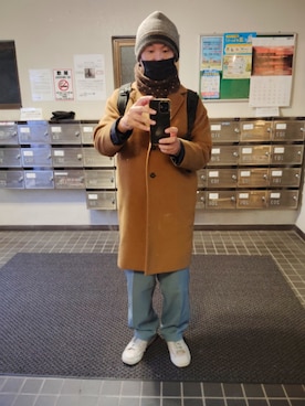 「アイテム（チェスターコート）」を使った、玄野計（クロノケイ）さん（メンズ・173cm）の冬コーディネート