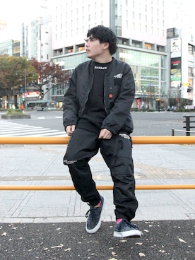 「AVIREX（アヴィレックス）のアイテム（ノーカラージャケット）」を使った、Syunさん（メンズ・165cm）の秋コーディネート