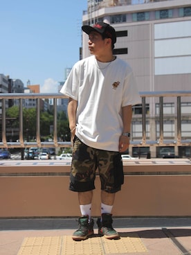 「AVIREX（アヴィレックス）の【直営店限定】エアフォース ベースキャップ/AIR FORCE BACES CAP（キャップ）」を使った、Syunさん（メンズ・165cm）の夏コーディネート